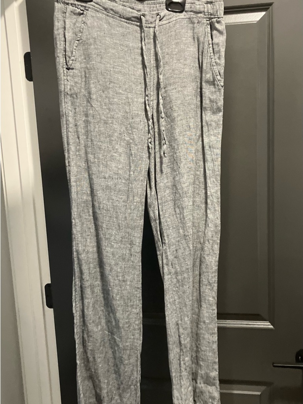 Vince Camuto Light Gray Drawstring Linen Pants
